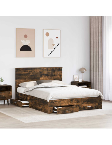 Struttura del letto Rovere fumé 150 x 200 cm Legno multistrato