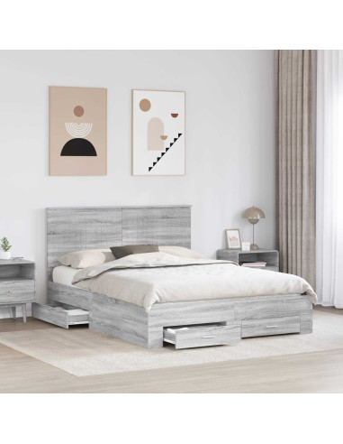 Struttura del letto con testiera Grigio Sonoma 150 x 200 cm