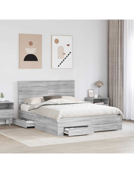 Struttura del letto con testiera Grigio Sonoma 150 x 200 cm