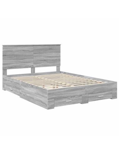 Struttura del letto con testiera Grigio Sonoma 150 x 200 cm