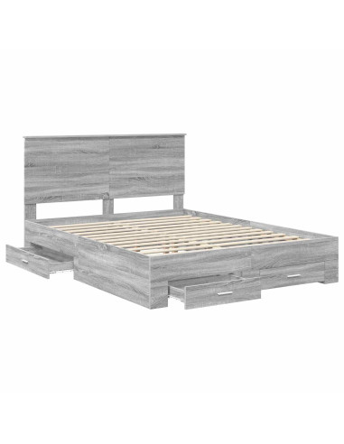 Struttura del letto con testiera Grigio Sonoma 150 x 200 cm