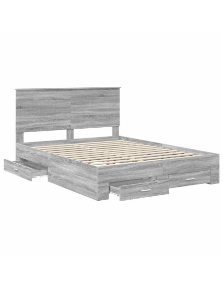 Struttura del letto con testiera Grigio Sonoma 150 x 200 cm
