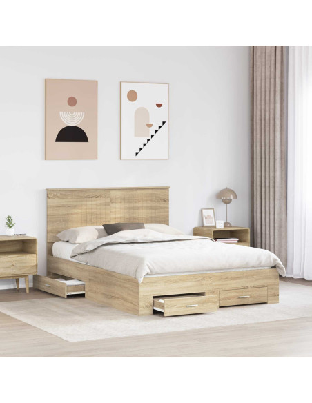 Struttura del letto con testiera Rovere Sonoma 140 x 200 cm