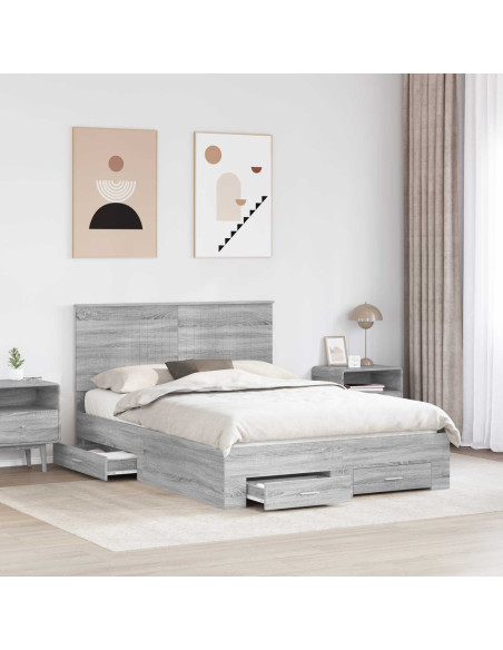 Struttura del letto con testiera Grigio Sonoma 140 x 200 cm