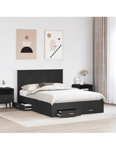 Struttura del letto Nero 140 x 190 cm Legno multistrato