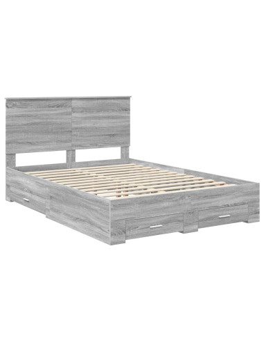 Struttura del letto con testiera Grigio Sonoma 140 x 190 cm