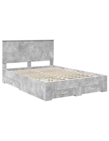 Struttura del letto con testiera Grigio cemento 135 x 190 cm