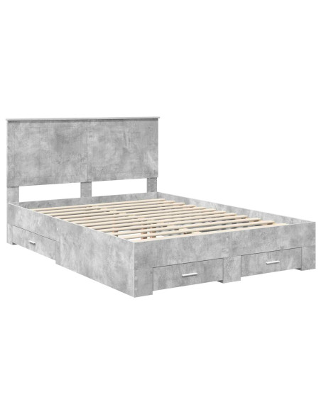 Struttura del letto con testiera Grigio cemento 135 x 190 cm
