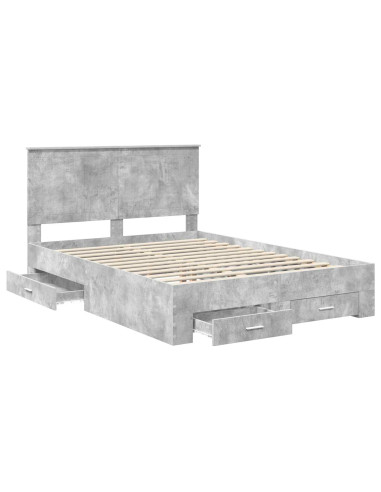 Struttura del letto con testiera Grigio cemento 135 x 190 cm