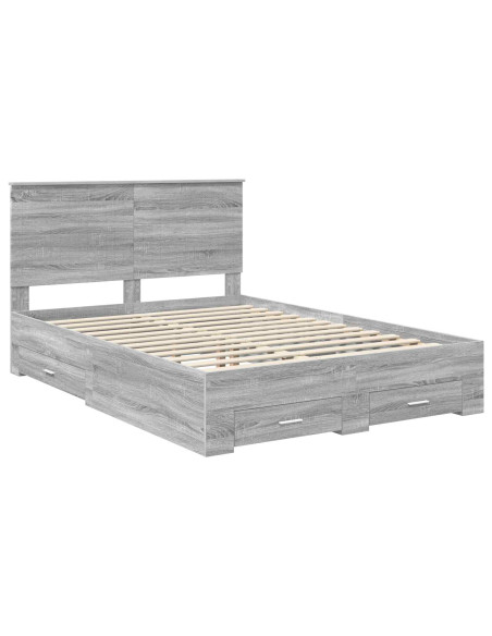Struttura del letto con testiera Grigio Sonoma 135 x 190 cm