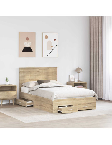 Struttura del letto con testiera Rovere Sonoma 120 x 200 cm