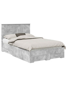 Struttura del letto con testiera Grigio cemento 120 x 200 cm 2