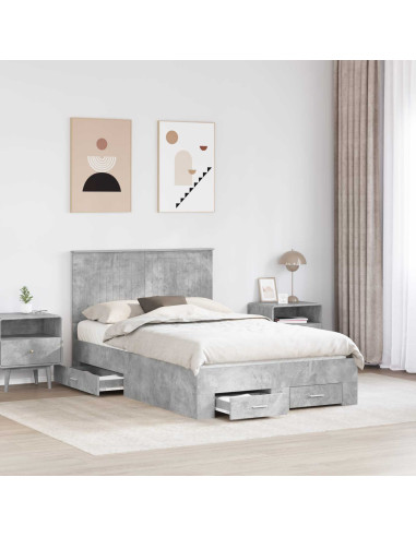 Struttura del letto con testiera Grigio cemento 120 x 200 cm