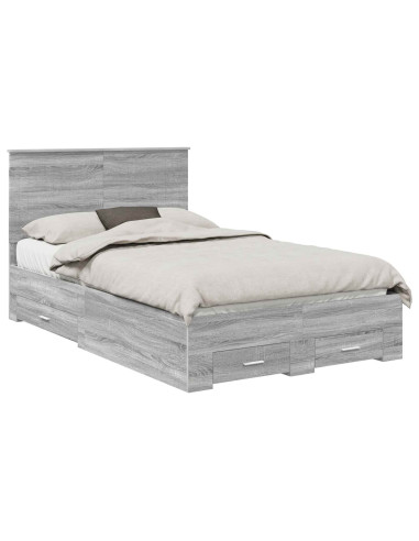 Struttura del letto con testiera Grigio Sonoma 120 x 200 cm