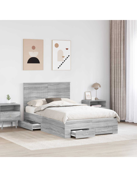 Struttura del letto con testiera Grigio Sonoma 120 x 200 cm