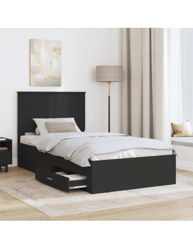 Struttura del letto con testiera Nero e Argento 90 x 200 cm