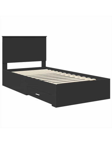 Struttura del letto con testiera Nero e Argento 90 x 200 cm