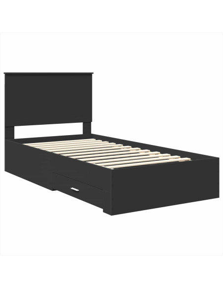 Struttura del letto con testiera Nero e Argento 90 x 200 cm