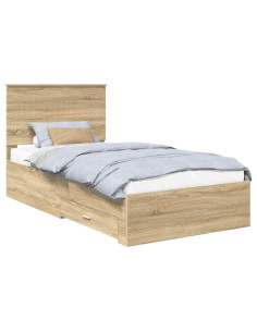 Struttura del letto con testiera Rovere Sonoma 100 x 200 cm 2