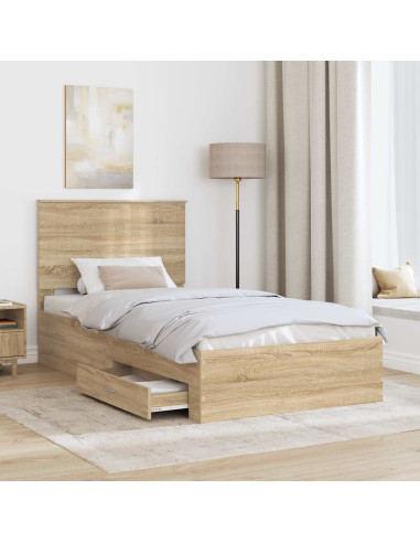 Struttura del letto con testiera Rovere Sonoma 100 x 200 cm