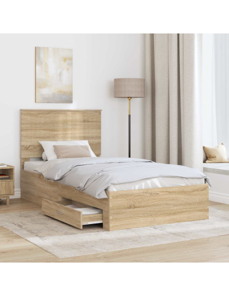 Struttura del letto con testiera Rovere Sonoma 100 x 200 cm