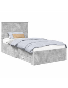 Struttura del letto con testiera Grigio cemento 100 x 200 cm 2
