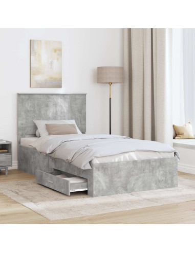Struttura del letto con testiera Grigio cemento 100 x 200 cm