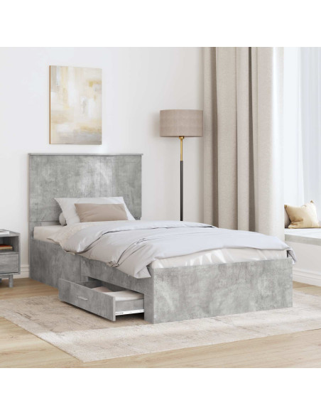 Struttura del letto con testiera Grigio cemento 100 x 200 cm