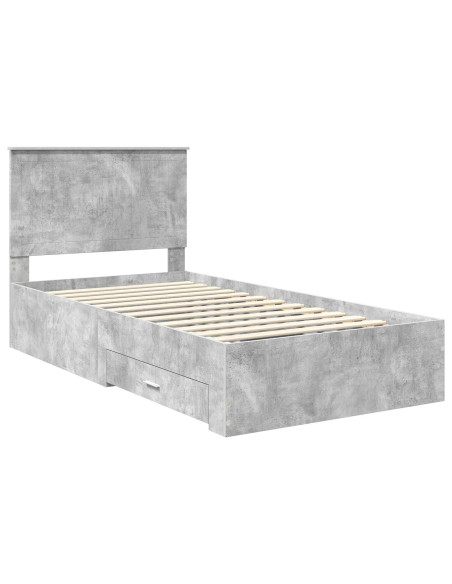 Struttura del letto con testiera Grigio cemento 100 x 200 cm