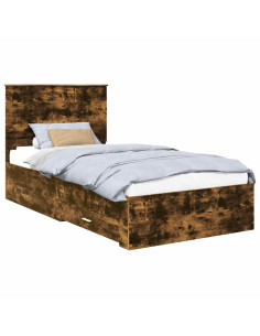 Struttura del letto Rovere fumé 100 x 200 cm Legno multistrato 2