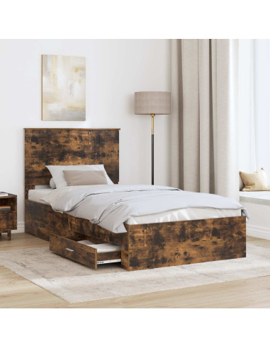 Struttura del letto Rovere fumé 100 x 200 cm Legno multistrato