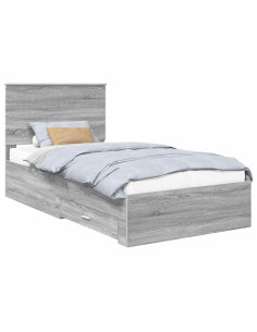 Struttura del letto con testiera Grigio Sonoma 100 x 200 cm 2