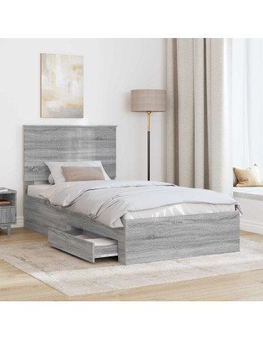 Struttura del letto con testiera Grigio Sonoma 100 x 200 cm