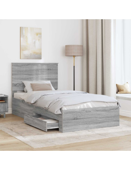Struttura del letto con testiera Grigio Sonoma 100 x 200 cm
