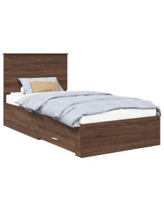 Struttura del letto Rovere Marrone e Argento 90 x 200 cm 2