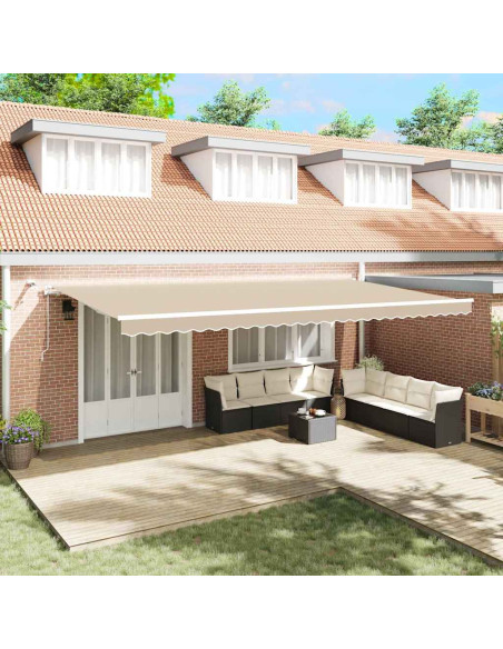 Tenda Retrattile Beige 600 × 300 cm Poliestere e Metallo