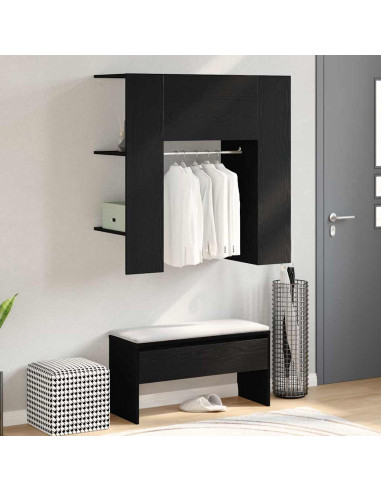 Armadio per corridoio con porta Rovere Nero 97,5 x 37 x 99 cm