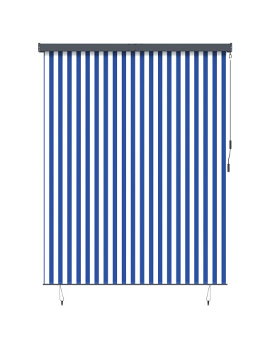 Tenda a rullo Blu e Bianco 200 x 250 cm Tessuto e Alluminio
