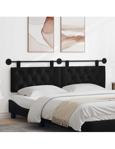 Testata appesa Montaggio a parete Nero 170 x 55 x 7 cm Tessuto