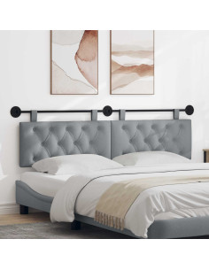 Testata appesa Grigio chiaro 190 x 55 x 7 cm Tessuto