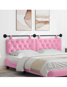 Testata appesa Montaggio a parete Rosa 190 x 55 x 7 cm Tessuto