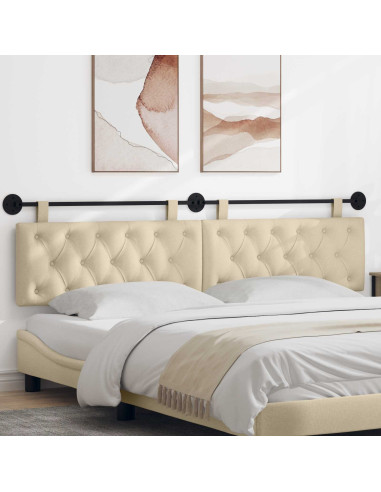 Testata appesa Montaggio a parete Crema 210 x 55 x 7 cm Tessuto