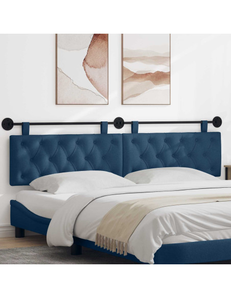 Testata appesa Montaggio a parete Blu 210 x 55 x 7 cm Tessuto