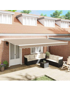 Tenda Retrattile Beige 500 × 350 cm Poliestere e Alluminio