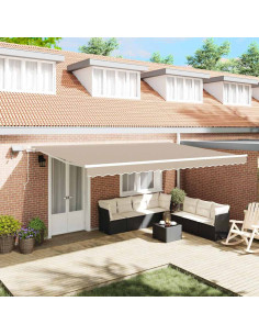 Tenda Retrattile Beige 500 × 350 cm Tessuto e acciaio