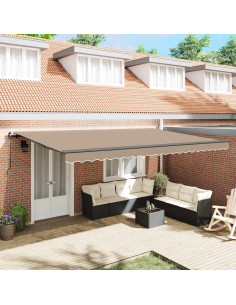 Tenda Retrattile Beige 500 × 350 cm Poliestere e Acciaio