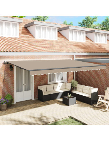 Tenda Retrattile Beige 500 × 350 cm Tessuto e Alluminio