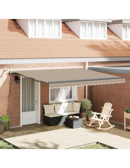 Tessuto per Tenda con Beige 400 × 350 cm Poliestere