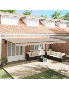 Tenda Retrattile Beige 600 × 300 cm Tessuto e Alluminio