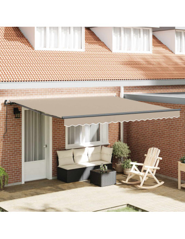 Tenda Retrattile Beige 400 × 350 cm Poliestere e Acciaio